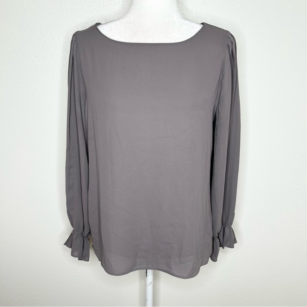 Catherine Malandrino Womens Gray Long Sleeve Popover Top Blouse Size M
